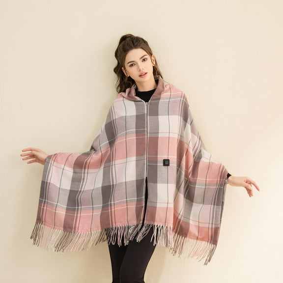 USB Heated Wearable Blanket with Zipper Portable Washable Electric Throw Wrap