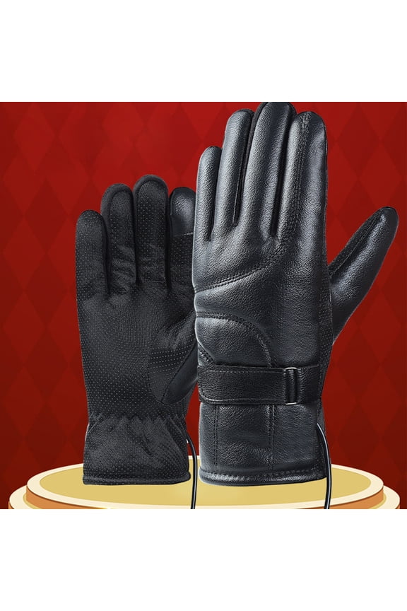 USB Heated Winter Gloves, Full Palm Five Finger Heating Touch Screen Compatible Windproof Constant Temp Design, Thermal Warm Gloves for Motorcycle Cycling Skiing Outdoor Winter Activities