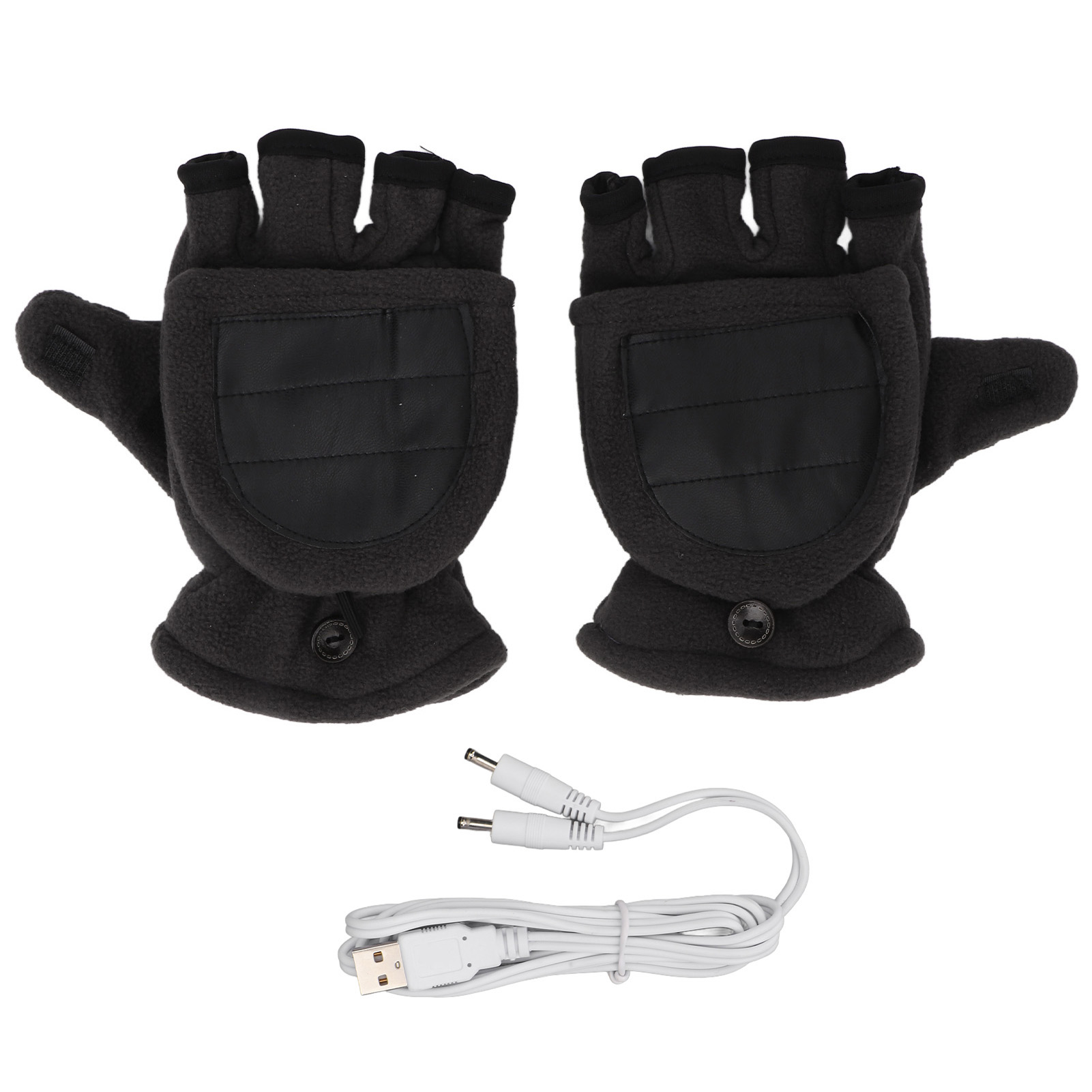 USB Heating Gloves Double Heating Half Fingers Warm Washable Electric