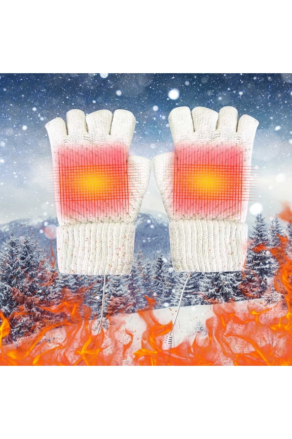 USB Heating Knitted Gloves, Winter Hand Protection, Warm Fingerless Gloves for Cold Weather, USB-Powered Heated Gloves for Outdoor Activities