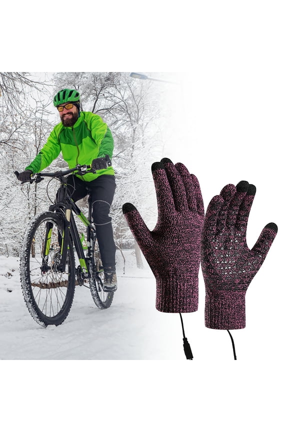 USB Heating Knitted Gloves for Winter - Warm Screen Cycling Cold Proof Charging Gloves with Split Finger Design