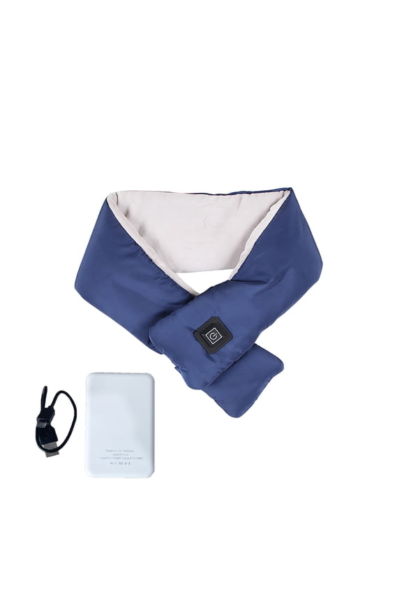 USB Heating Scarf Intelligent Heating Scarf for Women and Men, Electric Heated Plaid Scarf Three Step Control Winter Electric Scarf for Cold Weather Rechargeable Neck Warmer S-39 Blue One Size