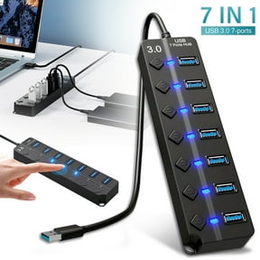 USB Hub 3.0 7-Port USB 3.0 Hub with Individual On/Off Switches and Lights High-Speed Multi USB Port Hub Extender for MacBook, Laptop, Surface Pro, Mac, PC