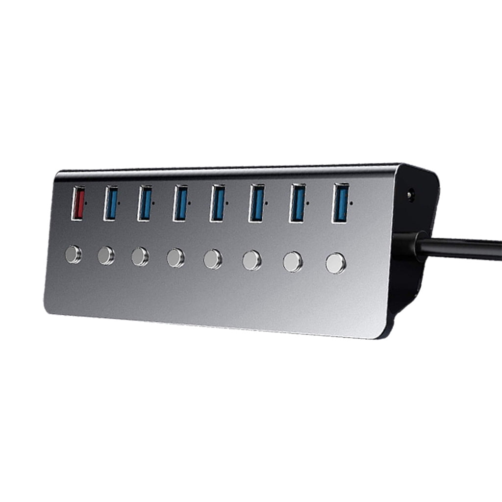 USB Hub 3.0, 7-Port USB Data Hub Splitter with 1 Charging Port and Individual On/Off Switches for Windows, for Mac, Linu