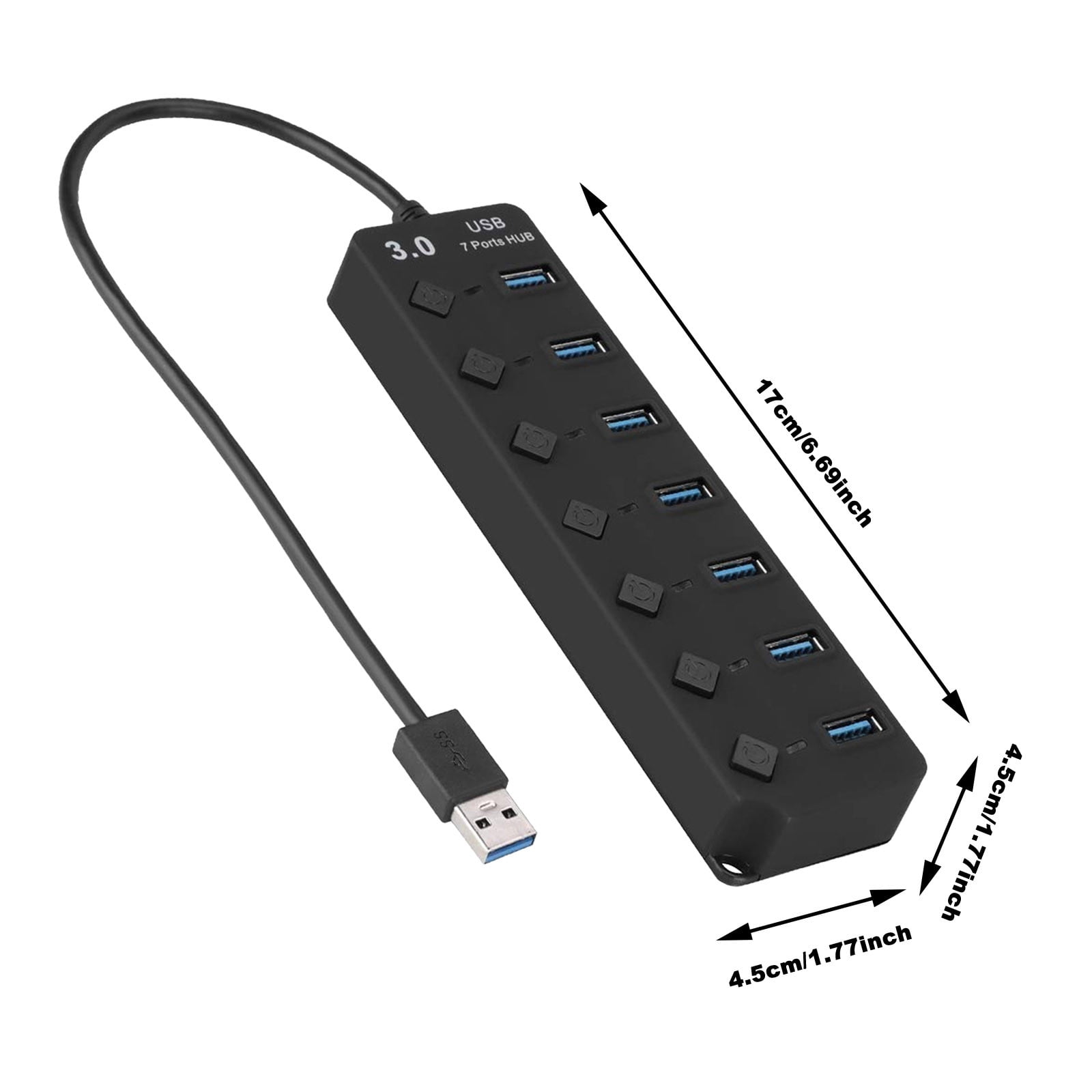 USB Hub 3.0 High Speed 4/7 Port Hub Splitter With ON/OFF Multi Power ...