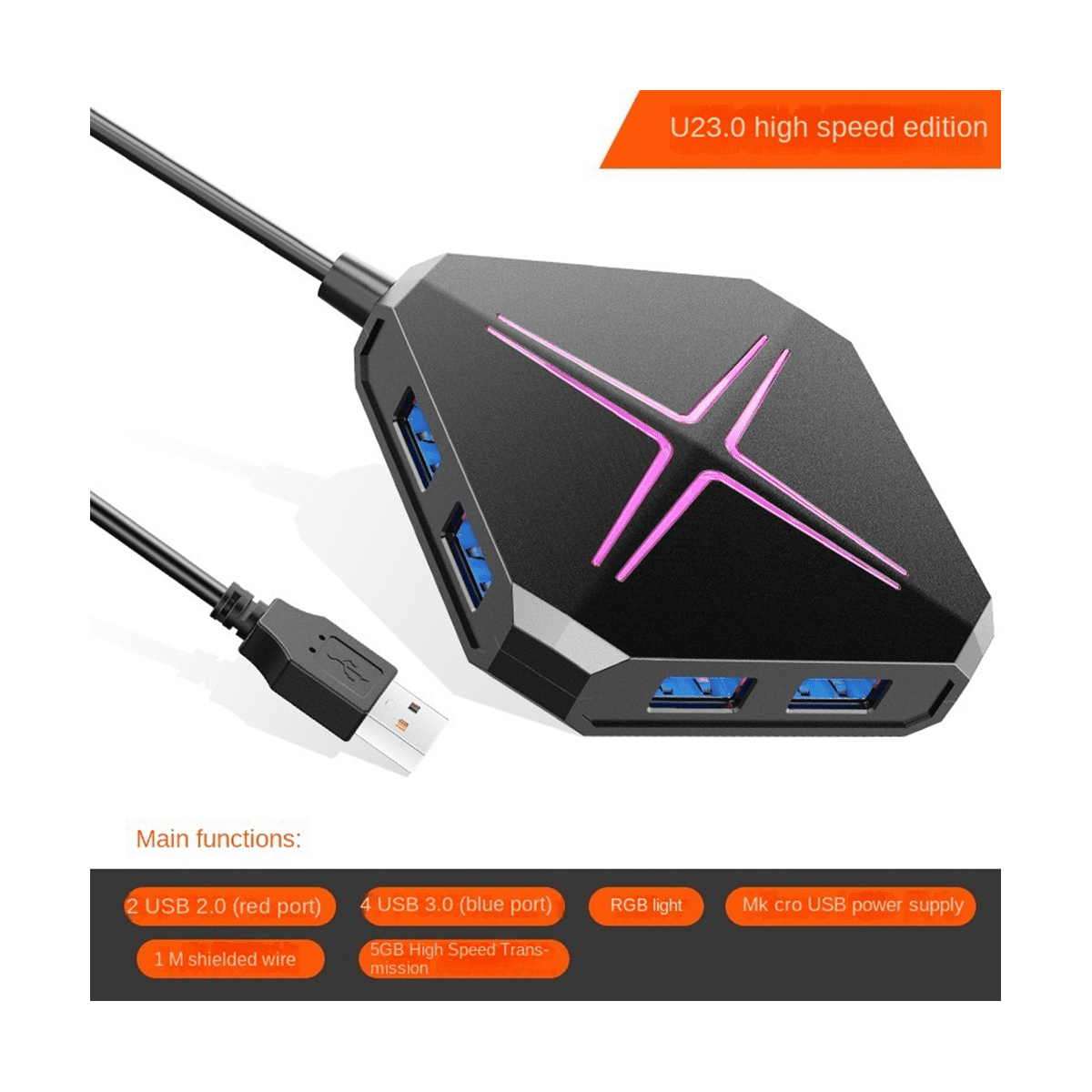 USB Hub 3.0 Splitter 1 Drag 6 HighSpeed with Sound Card TF SD Card