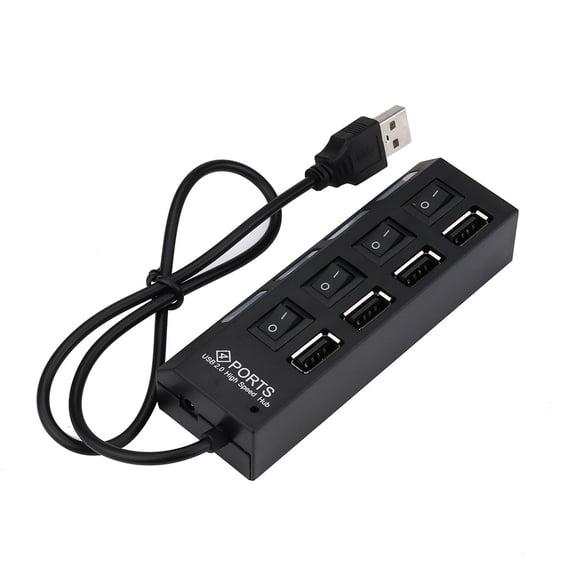 USB Hub 4 Port USB 20 with On Off and External Power Adapter for PC Laptop