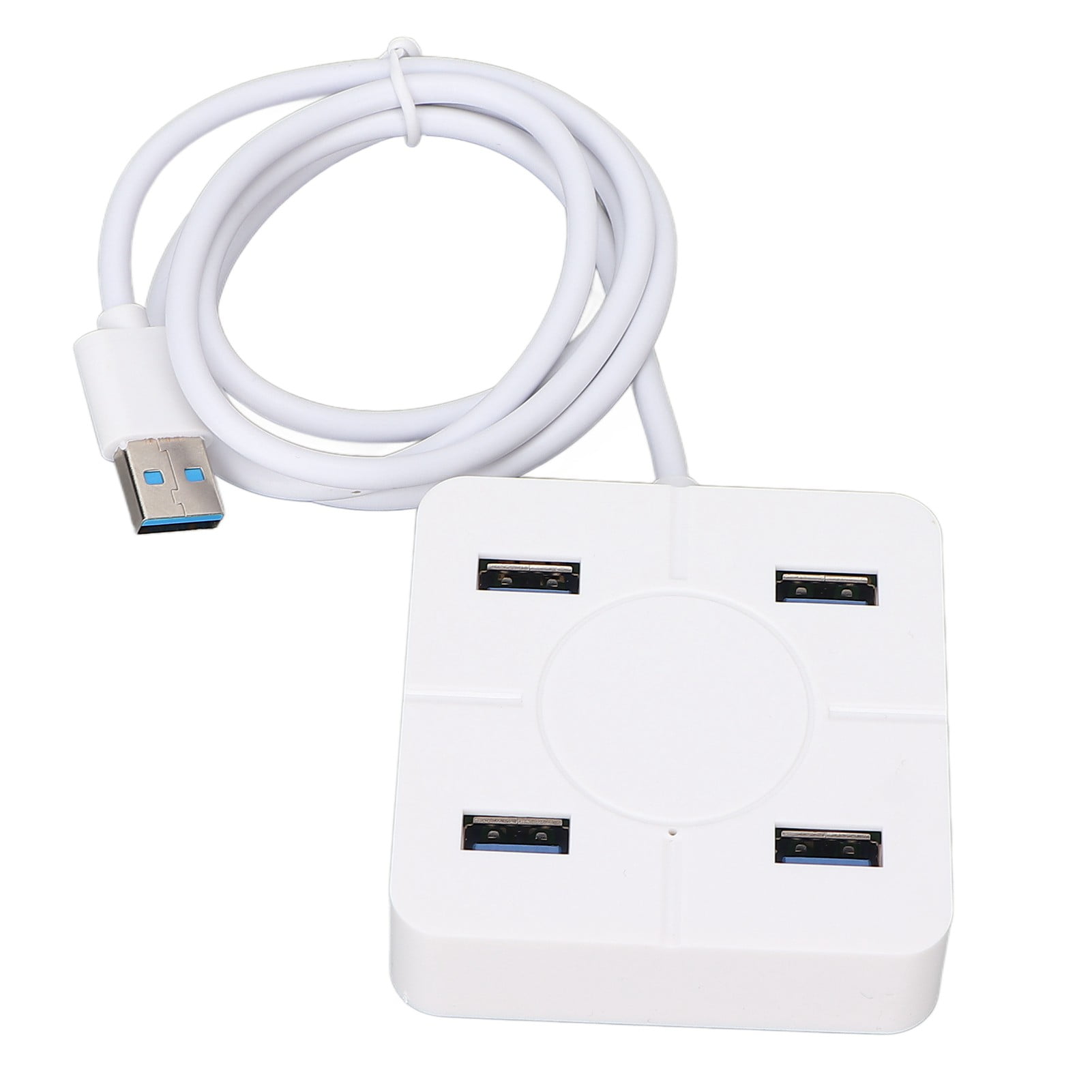 USB Hub 4 Ports White Wide Compatibility Lightweight Portable Desktop