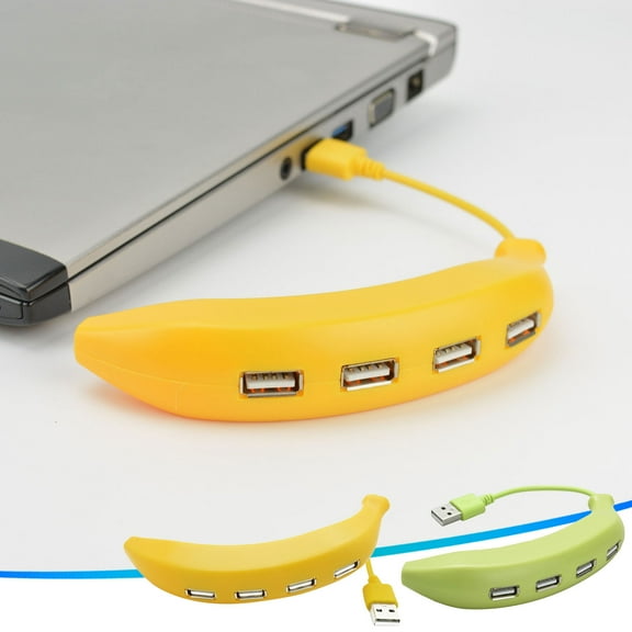 USB Hub under $5! Cagogo 4-Port USB Hub Splitter, 1 In 4 USB Banana Adapter, High Speed Data Transfer Hub, Portable Mini USB Expander for Laptop PC, Plug and Play USB Splitter
