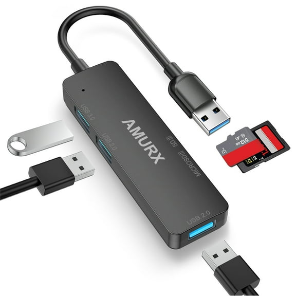 USB Hub, 5 in 1 USB Hub Adapter to 1 USB 3.0 Port/2 USB 2.0 Ports and SD/TF Card Reader for PC, Laptop, MacBook