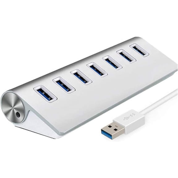 USB Hub, 7-Port Aluminum Compact Portable Super Speed USB 3.0 Data Hub for iMac MacBook PC Laptop