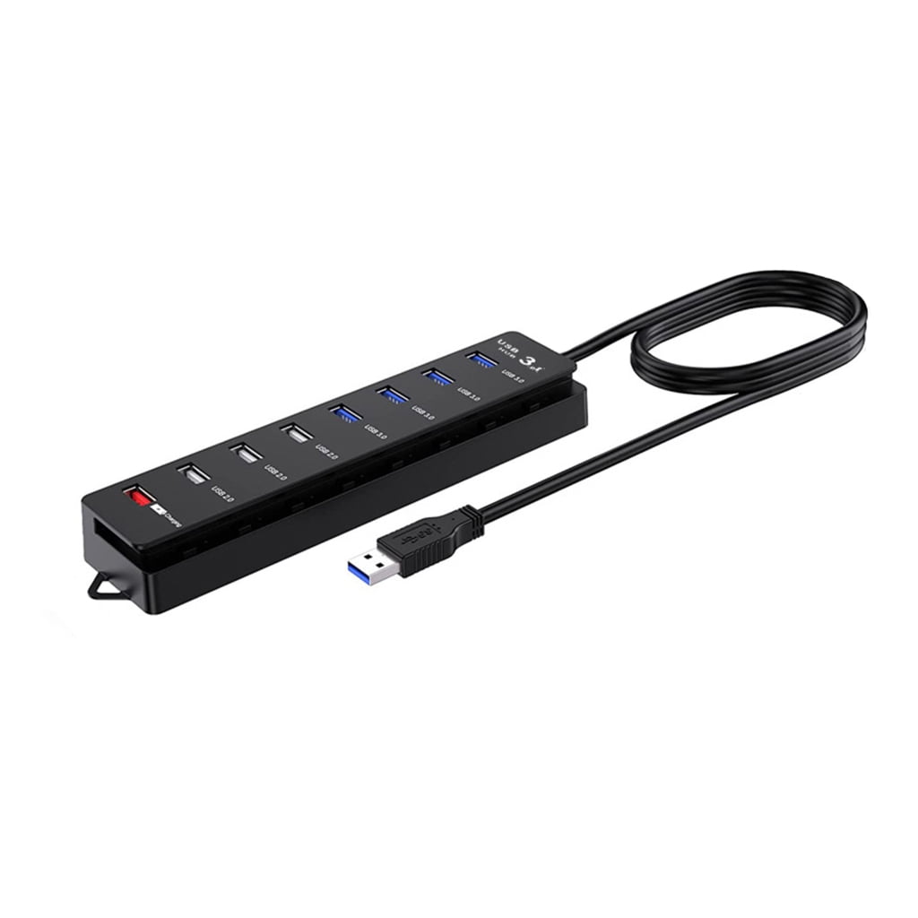 USB Hub 8 Port Powered USB Hub Expander USB 2.0 Data Port Hub Adapter Individual Switches USB Splitter for Laptop