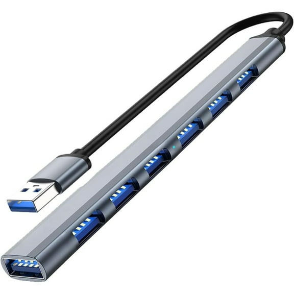USB Hub for Laptop, 7 Port USB 3.0 Hub, USB Hub, USB Extender with Applicable for Laptop, XPS iMac Pro MacBook Air Mac Mini/Pro, Surface Pro Notebook PC PS4, Aluminum (7 USB1 Ports)