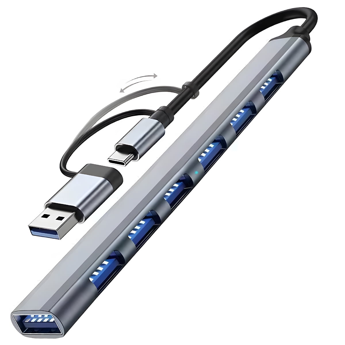 USB Hub for Laptop,USB 3.0 Hub,7 Port USB Hub,USB Splitter for PC,USB Extender USB Hub for PC Laptop,MacBook Docking Station PC XPS iMac Pro Air Mac Mini/Pro, Surface Pro Notebook PC PS4,Aluminum