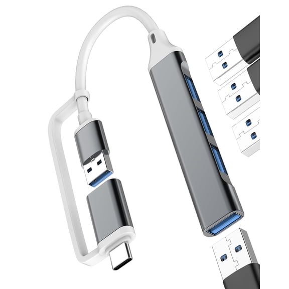 USB Hub Macbook Adapter(4in1)for iPhone Port Splitter Laptop Thunderbolt Multiport Extender 3.0 Type C Cable for iPad Pro Pc Extension Computer Station Compatible for Samsung Converter WASRUYI OTG 5