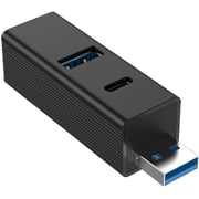 USB Hub Splitter 4-in-1,Mini Aluminum USB 3.0 Data Hub with 2 USB 2.0 + USB-C Port, Plug & Play No External Power, Support 1TB 2.5" SSD Flash Drive, Portable USB Port Expander for Laptop,Car,MacBook