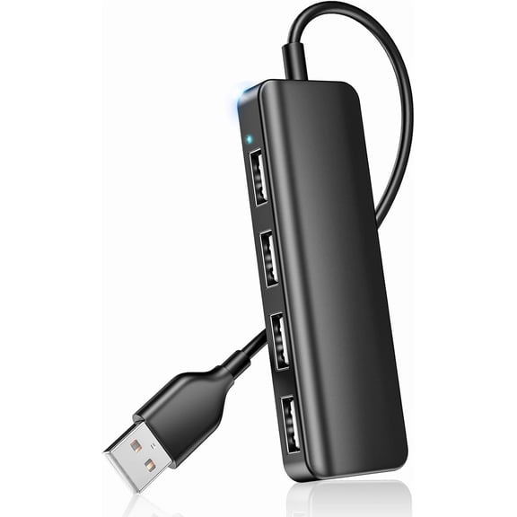 USB Hub Splitter Port Extender 1 to 4 Multiport Adapter Expander for Laptop, MacBook, Computer, Xbox, Console, Flash Drive, HDD, Printer, Camera, Keyboard, Mouse, More