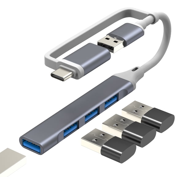 USB Hub USB C toMultiport Adapter Thunderbolt OTG 3.0 Splitter (4in1) Laptop Type C Port Adaptador Extender Cable Macbook PC Multiple Device Converter Dock Adaptor Data Plug for iPhone 17 16 for iPad