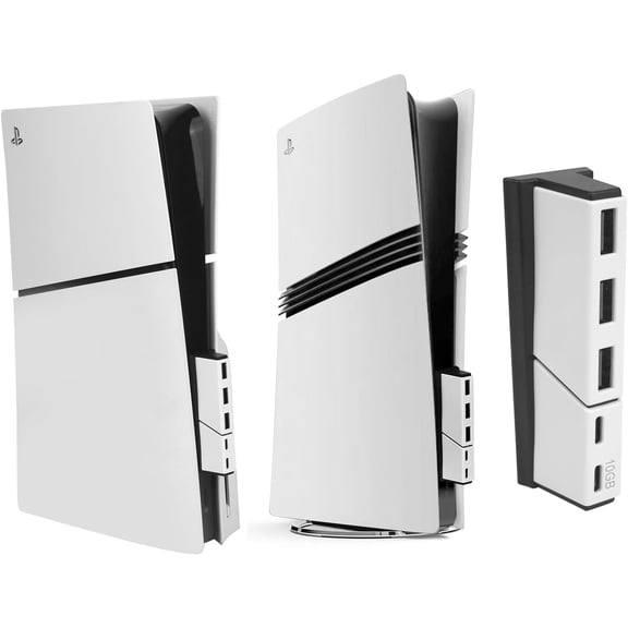 USB Hub for PS5 Slim, 5-Port Extender, 3 USB-A 2.0 + 2 Type-C, One 10Gbps Port, Plug and Play
