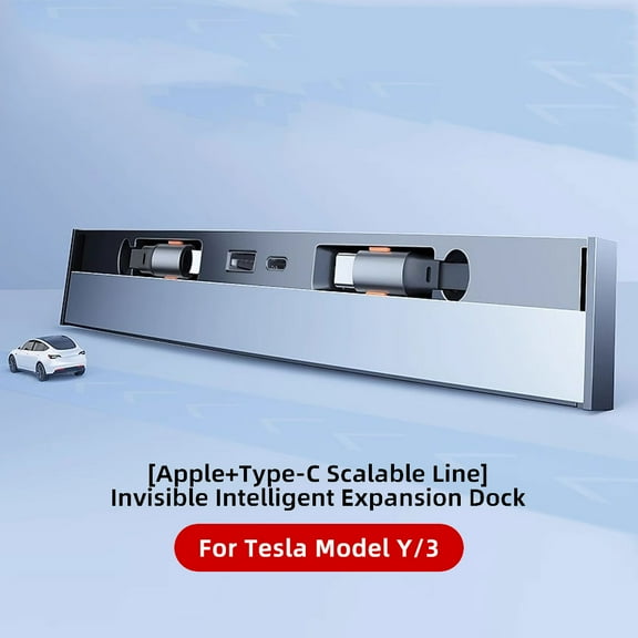 USB Hub for Tesla Fast Charger Model Y/3 Waterproof Multi Port Retractable Docking Station Model Y 2021-2024 Model 3 2021-2023