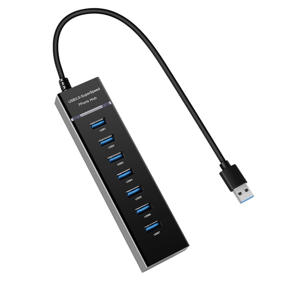 USB Hubs 7Port USB3.0 Adapter With LED Indicators For Desktop Laptop Keyboards Printer 5Gbps Data Transfer