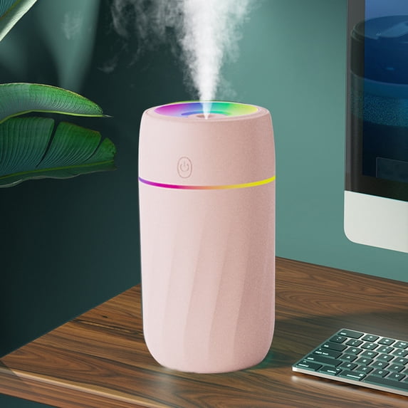 USB Humidifier With Colored Light Quiet Cool Mist Humidifier For Bedroom And Office Plants Easy To Clean Personal Desktop Cool Mist Air Humidifier Super Quiet for Car Office Home