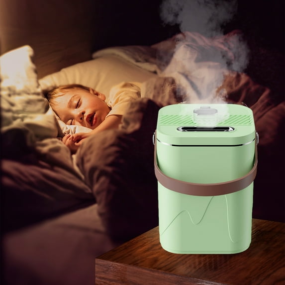 USB Humidifier with Light, 1.8L Large Capacity Double Mist Spray, 3 Modes Quiet Ultrasonic Humidifier for Home & Office, 10H Auto Shut-Off, Water Shortage Protection, 5V USB Powered