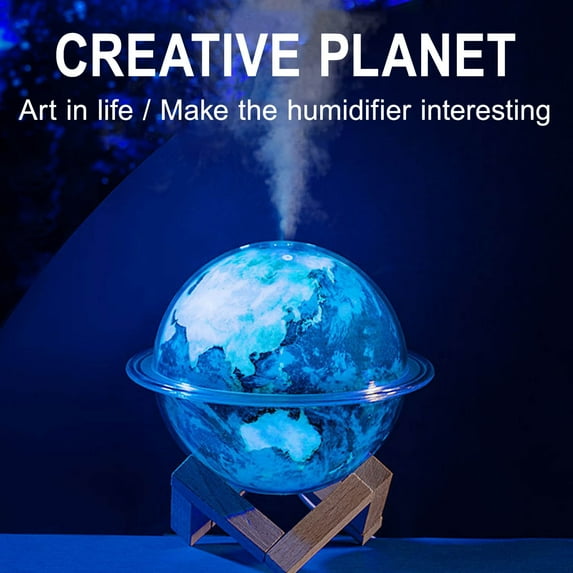 USB Humidifier with Night Light - 330ml Cool Mist Diffuser for Bedroom/Office - 7-Color LED Mood Lighting & 2 Mist Modes - Portable Aromatherapy Essential Oil Air Freshener (5.9x4.7in) Blue