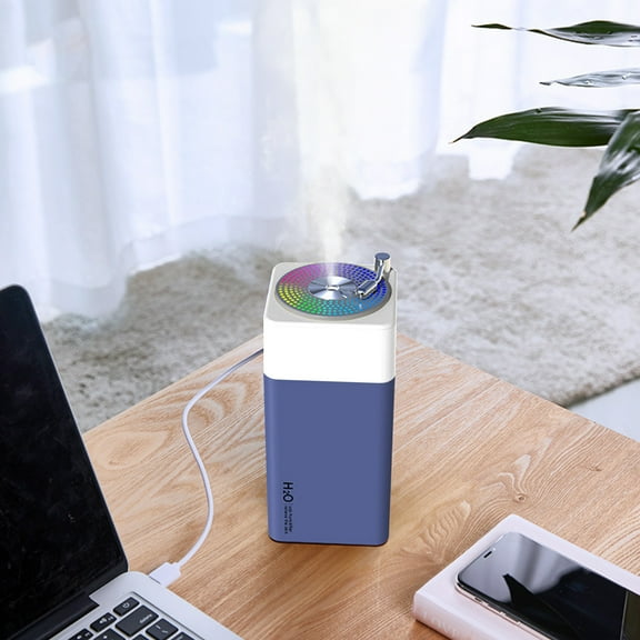 USB Humidifier, Quiet Cool Mist 350ML for Bedroom Office Plants, Easy to Clean with 2 Mist Modes, Colorful Light, Portable Mini Humidifier