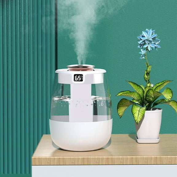 USB Humidifier with Humidity Display & Night Light - 2L (0.53 Gal) Quiet Cool Mist, Portable for Bedroom, Office, Plants White