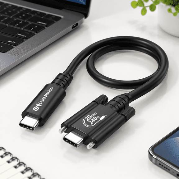 USB-IF Certified 6.6ft USB-C Locking Cable with Side Screw Lock