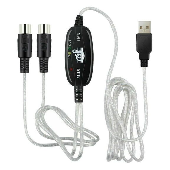 USB IN-OUT MIDI Interface Cable Converter Electronic Keyboard Adapter Cord
