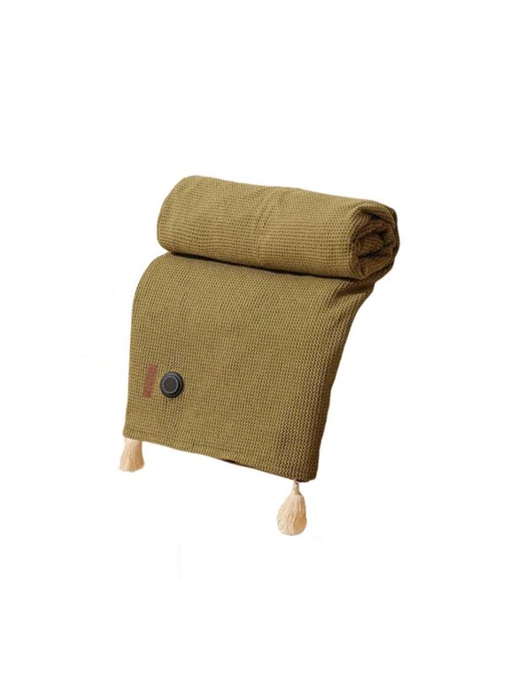 USB Illuminated Heated Throw Blanket, Electric Plug Soft Warming Portable Cozy Thermal Wrap for Car Office Outdoor Camping Green