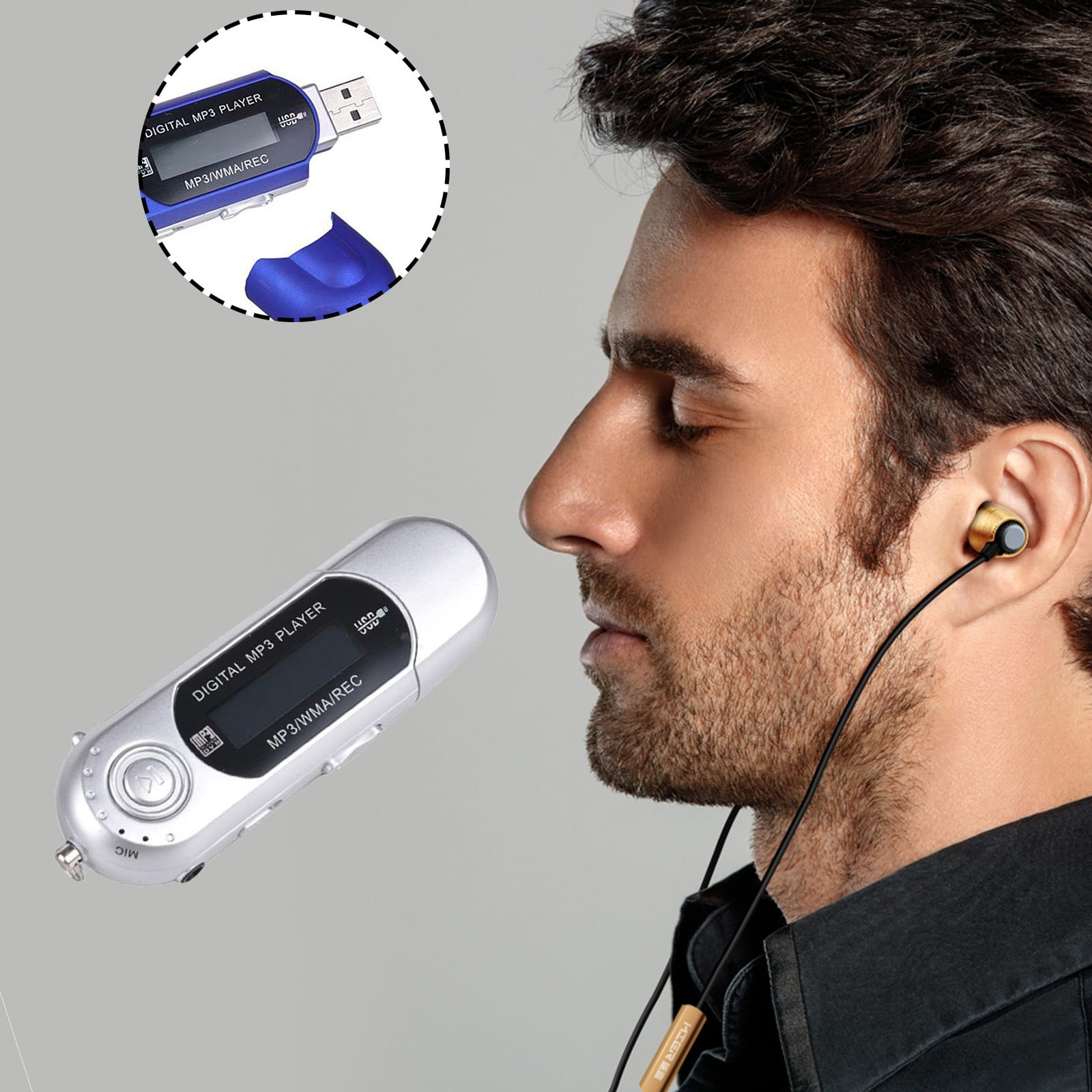 USB Inline Dry Battery With Screen MP3 4GB Builtin Memory MP3 With