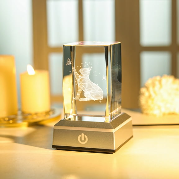 USB Inside Carved Cat Night Lamp for Office,Home Deco,Yoga,Holiday Gift - 7 Colors Base