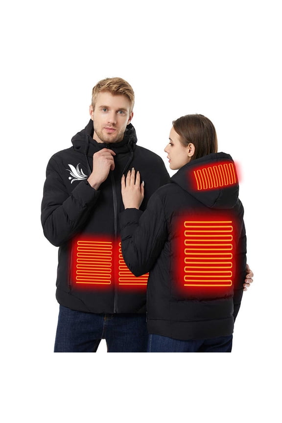 USB Intelligent Constant Temperature Heated Windproof Plus Size Coat For Men And Women Winter 4 Heated Jacket Coat
