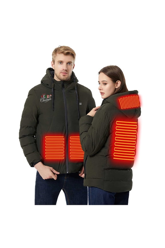 USB Intelligent Constant Temperature Heated Windproof Plus Size Coat For Men And Women Winter 4 Heated Jacket Coat
