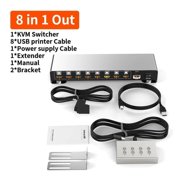 USB KVM Switch 8 Port 8 Computer Devices Share 1 Monitor 4 USB With Controller For Mouse Keyboard Printer U Disk
