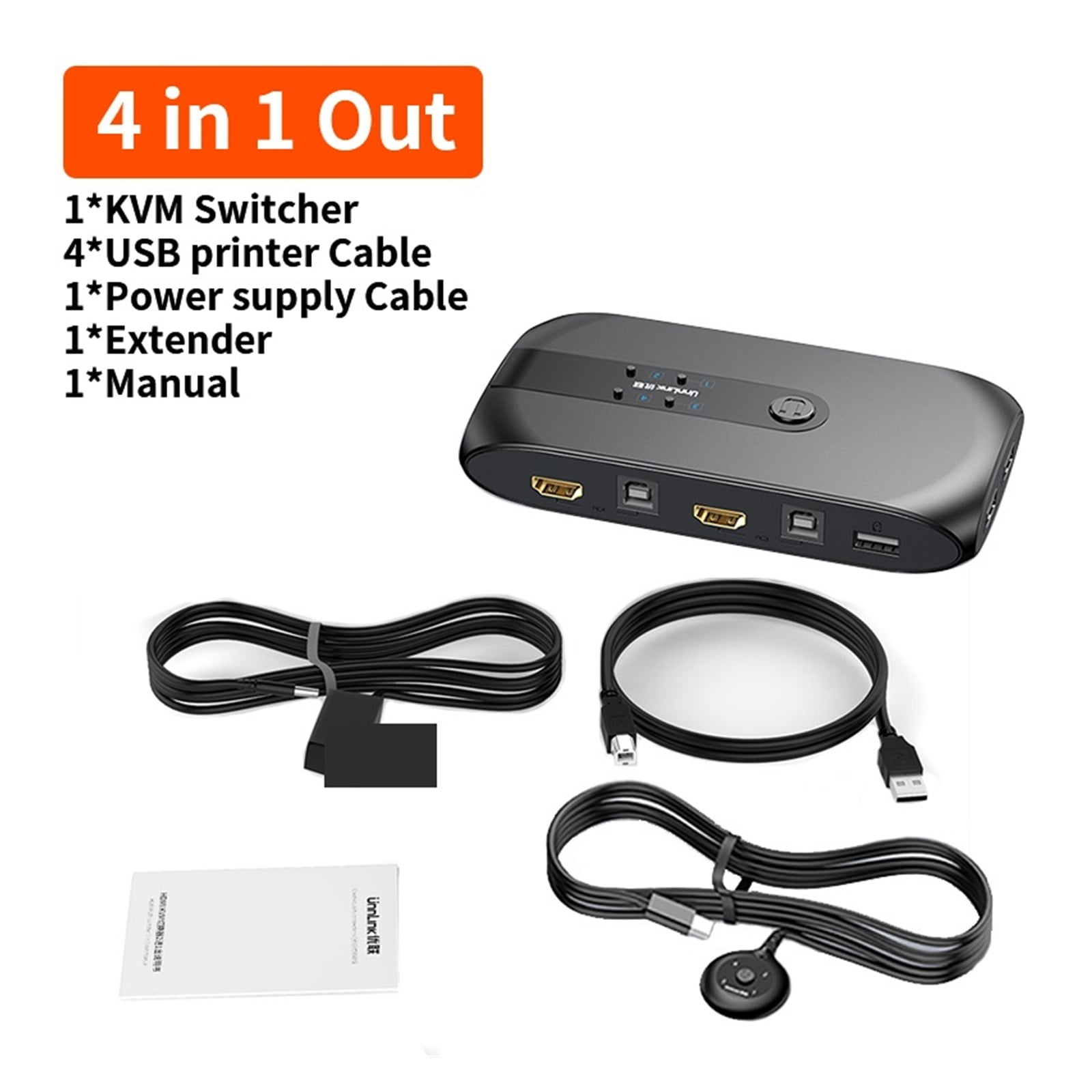 USB KVM Switch 8 Port 8 Computer Devices Share 1 Monitor 4 USB With Controller For Mouse Keyboard Printer U Disk
