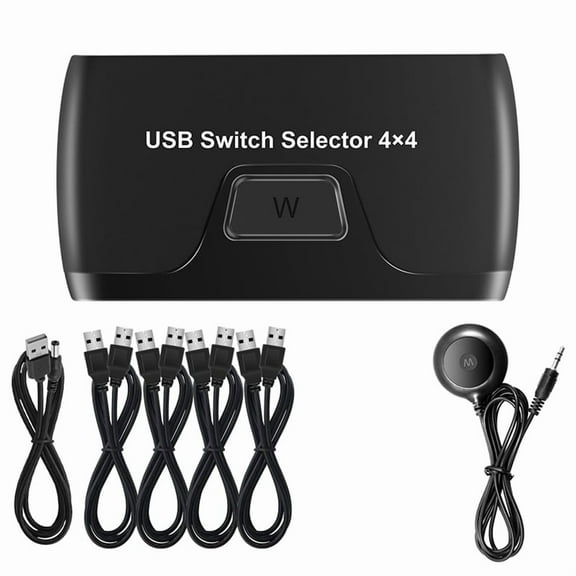 USB KVM Switch Shared Controller Hub Adapter USB 4 Input 4 Output for Laptop Printer Keyboard Mouse Monitor US Plug,1 * 4 * 4 USB computer mouse and keyboard sharing switch kit,Black