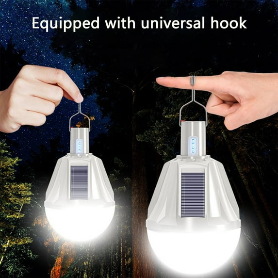 USB LED Camping Lantern | Solar & USB Rechargeable IPX5 Waterproof Hanging Tent Light | 3 Modes, Power Bank, Outdoor Hiking Emergency Lamp, White, Small/Large