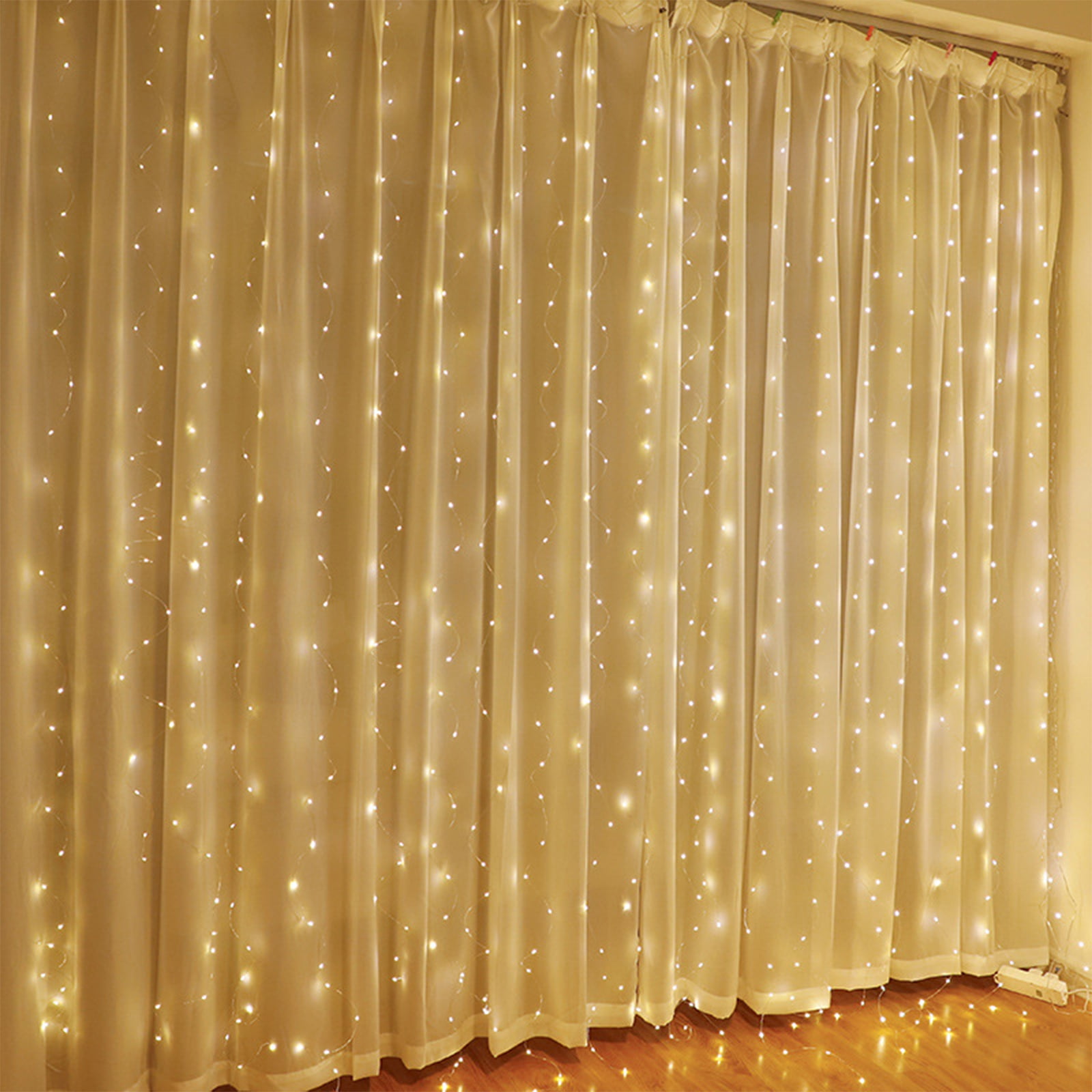 USB LED Curtain String Lights Hanging Fairy Copper Wire Window Wall ...