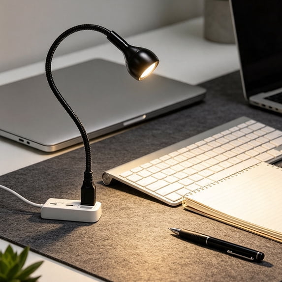 USB LED Desk Lamp, Flexible Metal Gooseneck, Portable Computer Reading Light for Keyboard, Laptop, Office, Bedroom