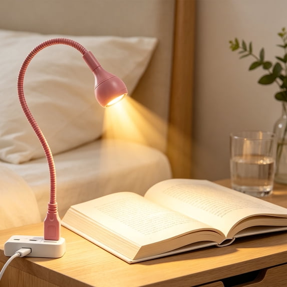 USB LED Desk Lamp with Flexible Gooseneck, Metal Reading Light for Laptop Keyboard, Portable Computer Light, Dimmable Study Lamp for Home Office