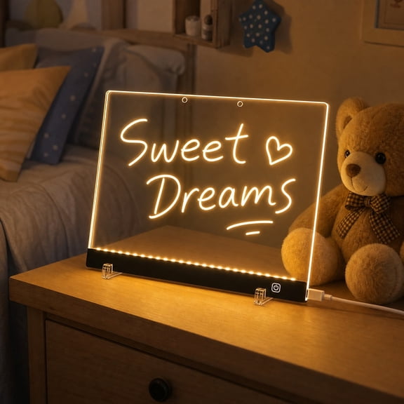 USB LED Illuminated Acrylic Drawing Board, 2030CM Clear Light Up Sign for Home, Cafe & Daily Notes (White)