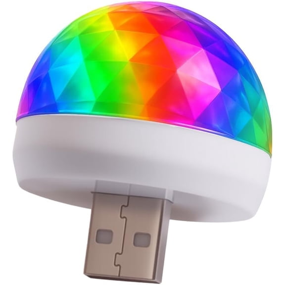 USB LED Interior Atmosphere Lamp - Portable Plug-in Mini RGB Ambient Light, Sound Activated LED Decorative Night Light for , Laptop, Office & Party (White)