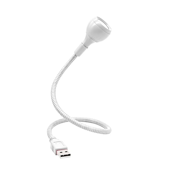 USB LED Lamp, Long Flexible Neck Desk USB Light, Portable USB Gooseneck Light for Home Office Night Studying (White)