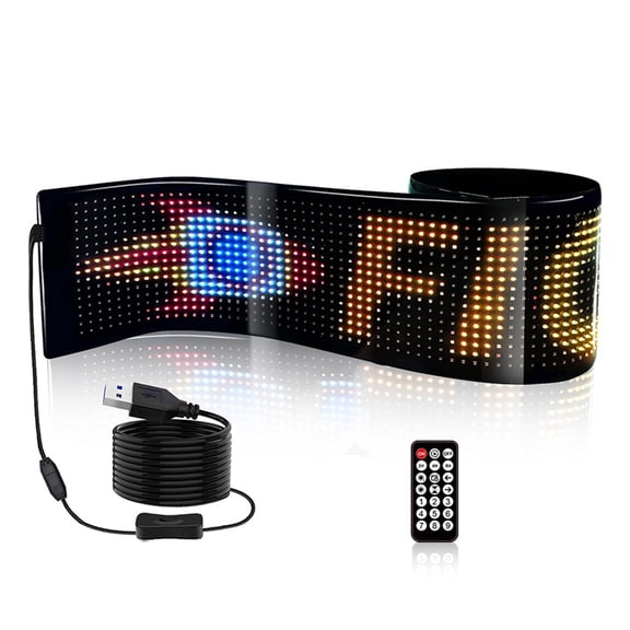 USB LED Matrix Flexible Panel Car Sign Scrolling Display 5V Signs RGB Pattern Scroll Text Bluetooth APP Control