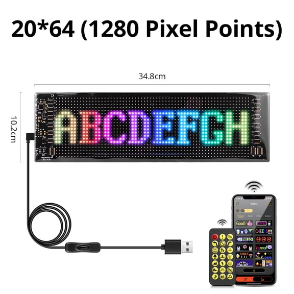 USB LED Screen Sign Scrolling Advertising Light Bluetooth APP Control Message display Board Logo Light Custom Text Pattern 5V