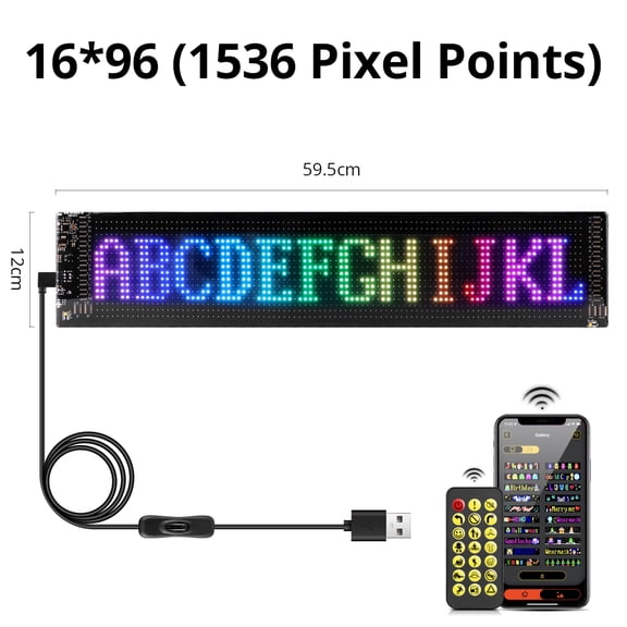 USB LED Screen Sign Scrolling Advertising Light Bluetooth APP Control Message display Board Logo Light Custom Text Pattern 5V